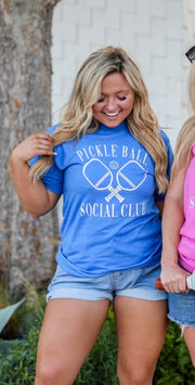 Pickleball Social Club (Flo Blue Heather) - Short Sleeve / Crew